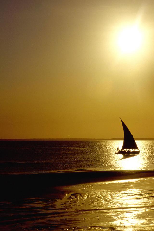 A dhow at sunset